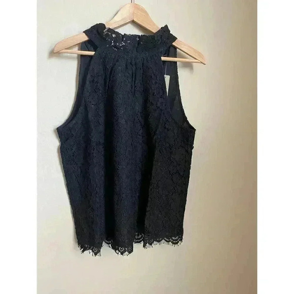 J. Crew Tie-neck‎ Top in Lace Black Size Medium - Picture 3 of 16